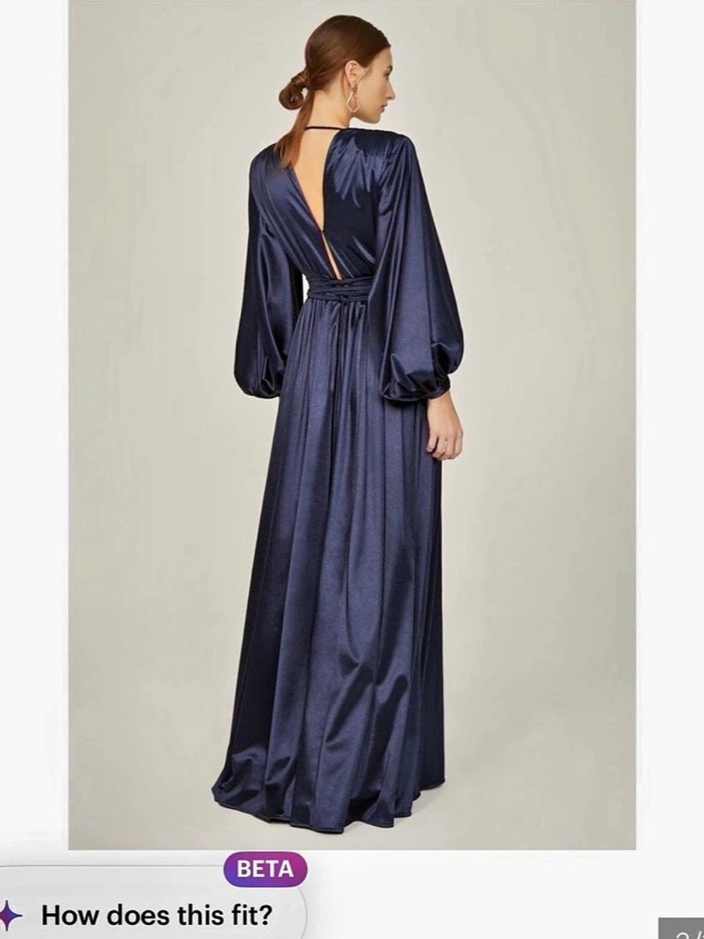 Bronx and Banco Navy Long Sleeve Satin Maxi Dress - Picture 5 of 5